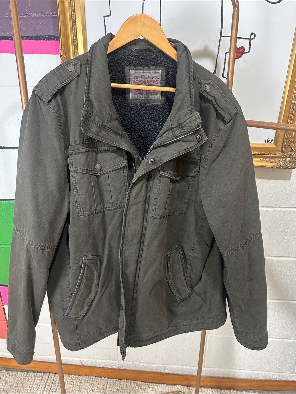 Levi's Men's Olive Green Sherpa Utility Field Jacket